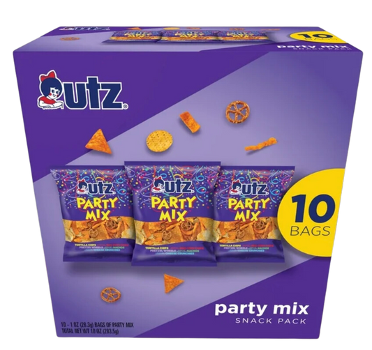 Utz Party Mix Snack Pack, Multipack, 1oz, 10ct