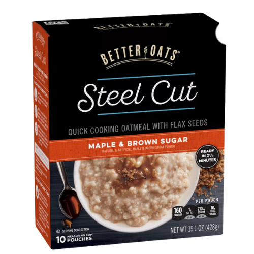 Better Oats Maple & Brown Sugar Oatmeal with Flax Seeds, 10pk, 15.1oz