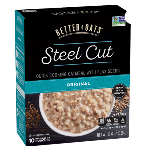 Better Oats Original Steel Cut Oatmeal with Flax Seed, 10pk, 11.6oz