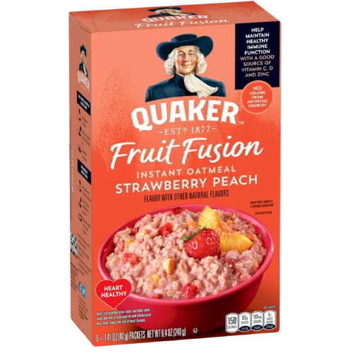 Quaker Fruit Fusion Strawberry Peach flavored Oatmeal, 8.4oz, 6pk