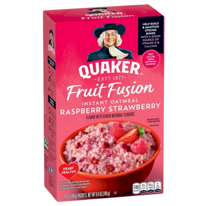 Quaker Instant Oatmeal, Fruit Fusion Raspberry Strawberry,, 8.4oz, 6pk