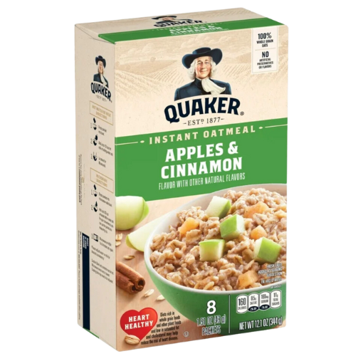 Quaker Instant Oatmeal, Apple & Cinnamon, 12.1oz, 8pk