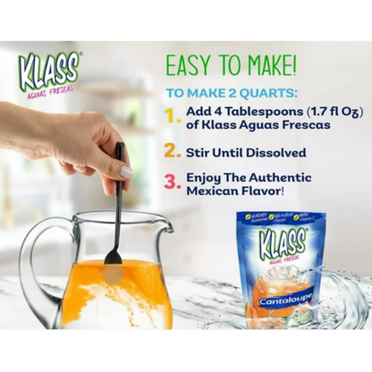 Klass Aguas Frescas Melon, with Vitamin C, Drink Mix, 14.1oz