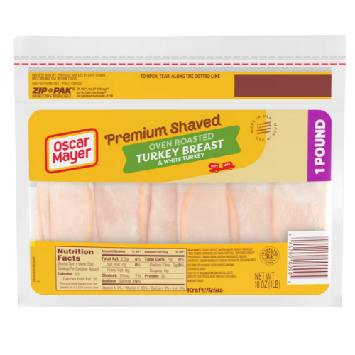 Oscar Mayer Shaved Oven Roasted Turkey Breast, 16oz