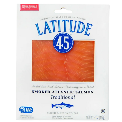 Latitude 45 Cold Smoked Atlantic Salmon, 4oz.