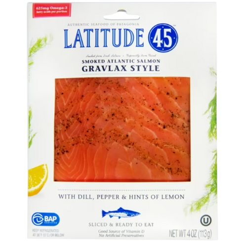 Latitude 45 Cold Smoked Gravlax Style Atlantic Salmon, 4oz