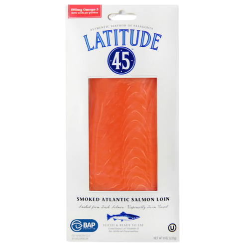 Latitude 45 Cold Smoked Atlantic Salmon Loin, 8oz,