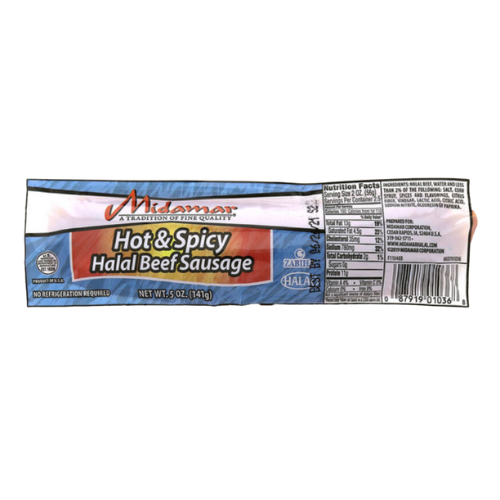 Midamar Halal Hot & Spicy Beef Summer Sausage 5oz