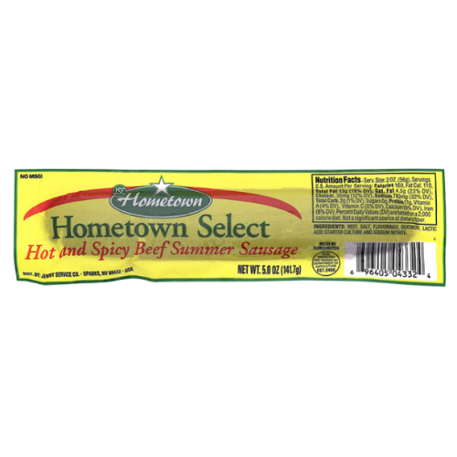 Hometown Select Beef Hot & Spicy Summer Sausage 5oz