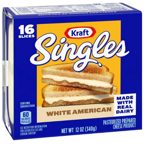 Kraft Singles White Cheese American, 16ct, 12oz