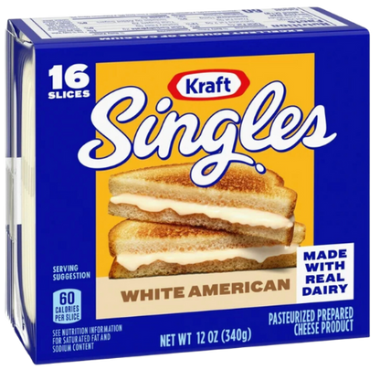 Kraft Singles White Cheese American, 16ct, 12oz