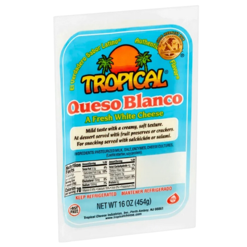 Tropical Queso Blanco 16oz, Fresh White Cheese,