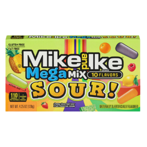 Mike & Ike Mega Mix Sour Chewy Candy Movie Theater Box