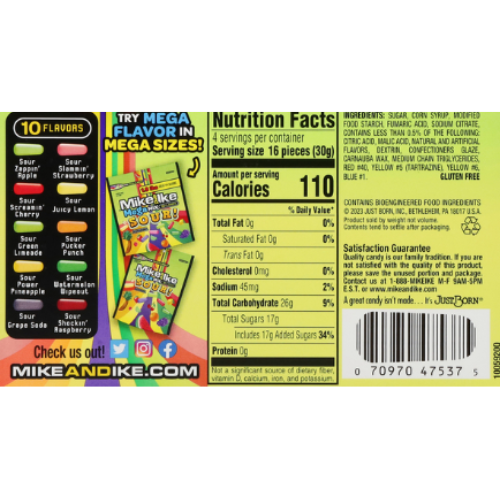 Mike & Ike Mega Mix Sour Chewy Candy Movie Theater Box