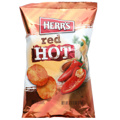 Herr's Red Hot Potato Chips, 2.5oz.