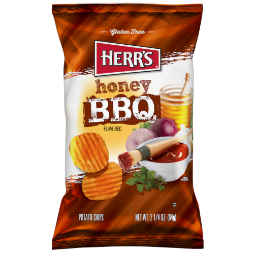 Herr's Honey BBQ Flavored Potato Chips, 2.2oz.