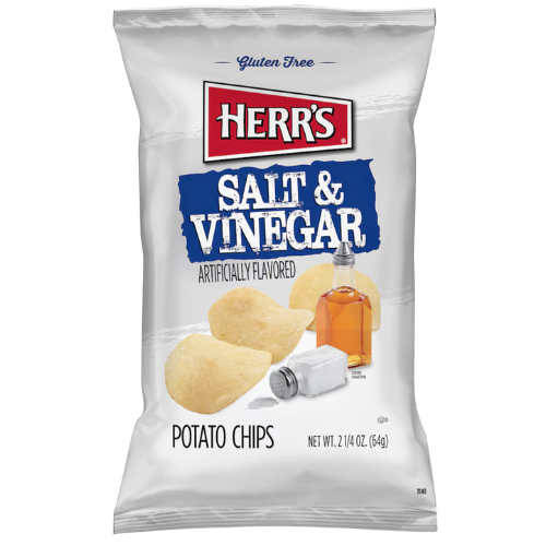 Herr's Salt & Vinegar Potato Chips, 2.2oz.