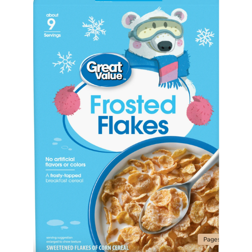 Great Value Frosted Flakes, Breakfast Cereal,13.5oz