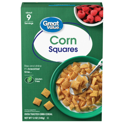 Great Value Oven Toasted Corn Squares Cereal, 12oz