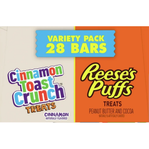 Reese's Puffs Cinnamon Toast Crunch Cereal Treat Bars, 28ct