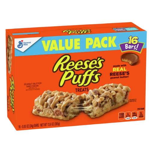 Reese's Puffs Cereal Peanut Butter & Cocoa Treat Bars, 16 Bars