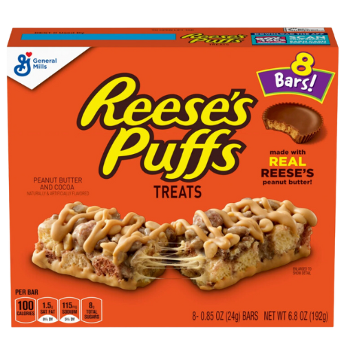 Reese's Puffs Breakfast Cereal Peanut Butter & Cocoa Bars, 8ct