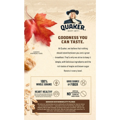 Quaker Instant Oatmeal, Maple Brown Sugar, 12.1oz, 8pk