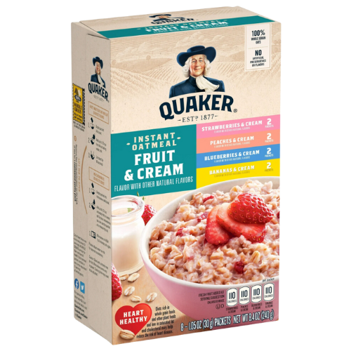 Quaker, Fruit & Cream Instant Oatmeal, Variety Packl, 1.05 oz, 8pk