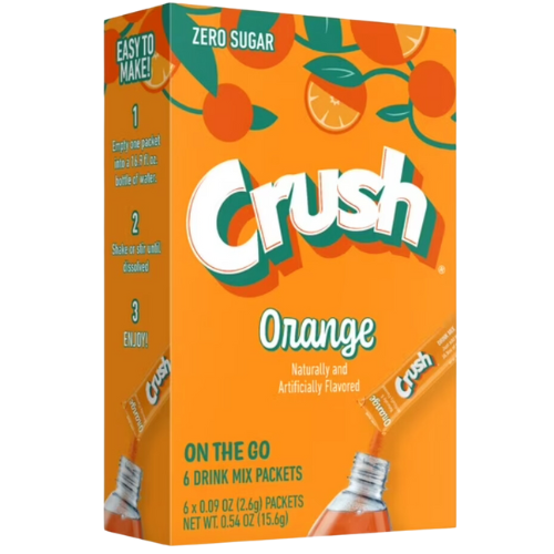 Crush On-the-Go Drink Mix, (Orange), 6 Count