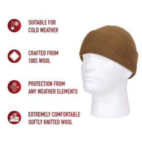 100% Wool Watch Cap (Coyote Brown)